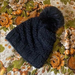 Free People Pom black beanie